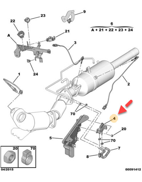 Sensor, exhaust gas pressure 1600077
