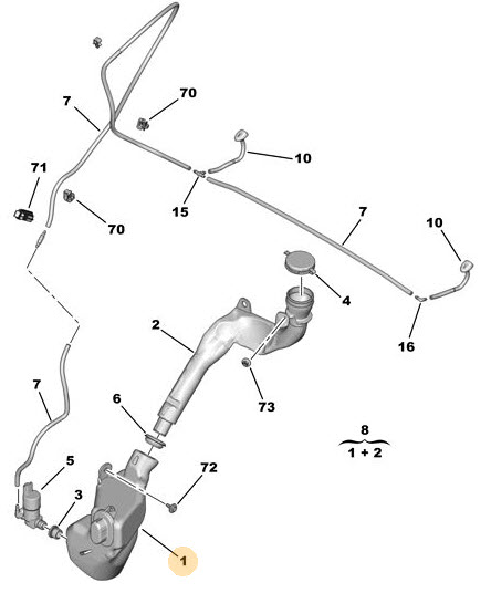 Réservoir de liquide de lavage, lave-glace 6434E1