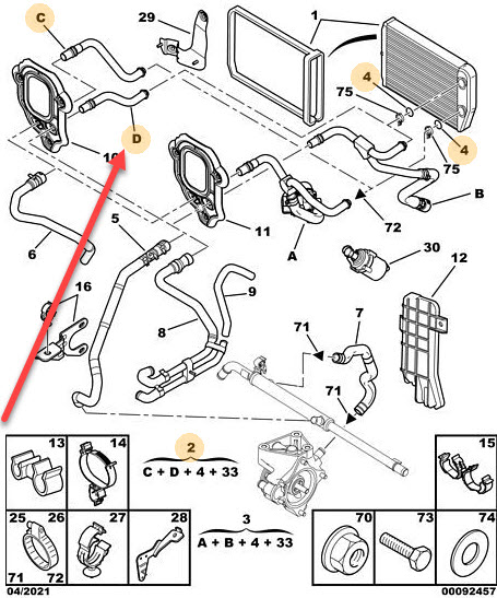 Manguera, calefacción del precalentador 6448R1