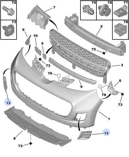 Ventilation grille, bumper 7422A9